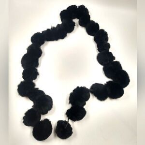 Vintage Fur Ball Black Scarf Winter Women's Accessories
